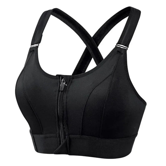 Womens Front Zip Sports Bra for Yoga Gym and Fitness
