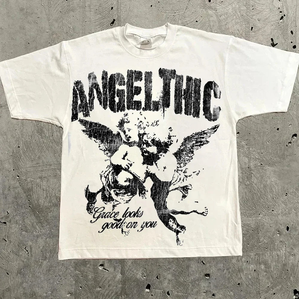 Vintage Harajuku Letter Graphic Tshirt Women Streetwear Top