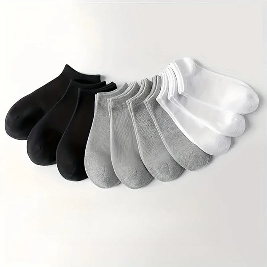10 Pairs of Thin Socks - Black/white/gray, Ankle Socks for Men and Women, Sweat Absorbing and Soft, Suitable for Daily Wear