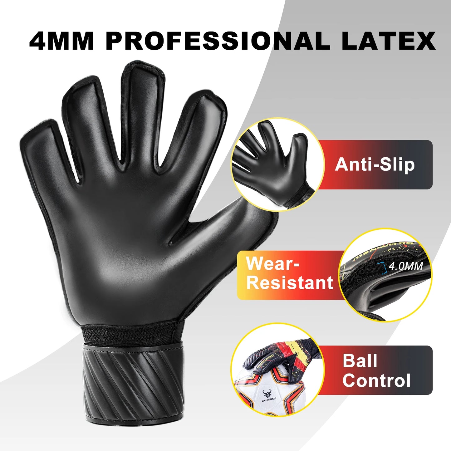 GKHMNEW GK7002 Goalkeeper Gloves With Latex Grip And Wrist Support