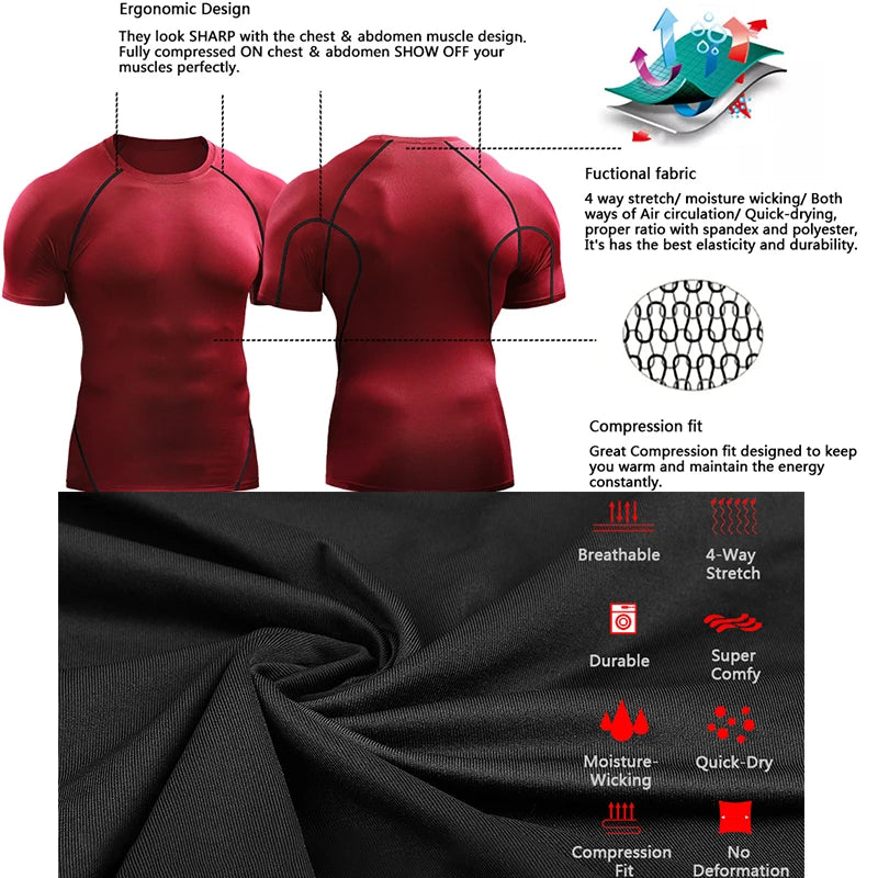 Compression T Shirt Quick Dry Sports Top For Workout