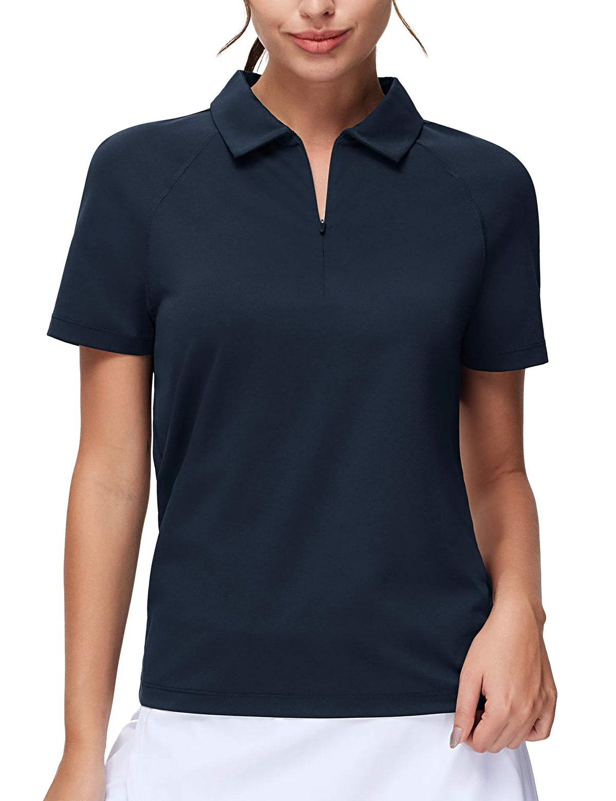 The Gym People Women Quick Dry Zip Collar Polo Shirt