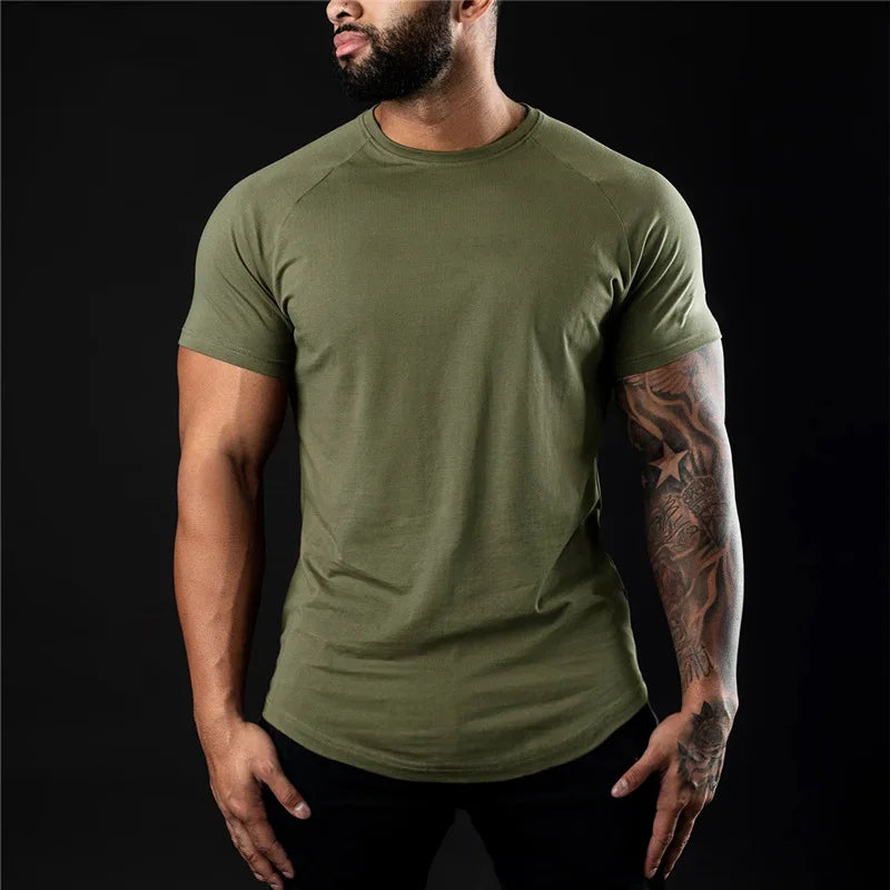 Essential Cotton Gym Tshirt For Men Short Sleeve Workout Top