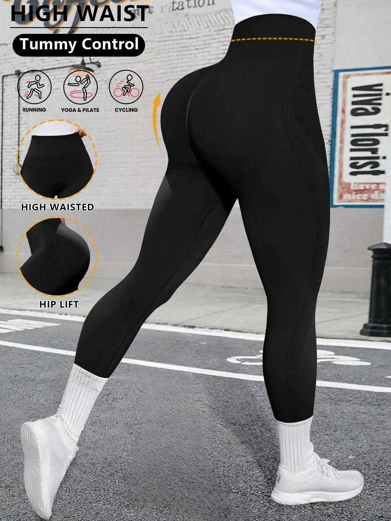Women High Waist Seamless Stretchy Leggings For Yoga Running