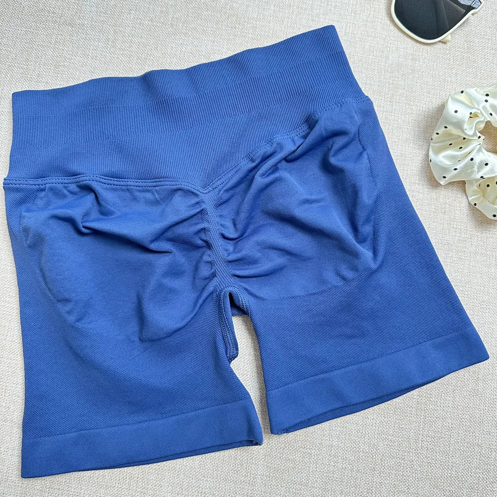 Seamless Yoga Shorts For Women Low Waist Triple Panel Waistband