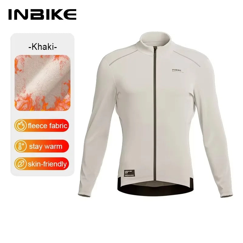 INBIKE Men's Thermal Fleece Long Sleeve Mountain Bike Cycling Jersey