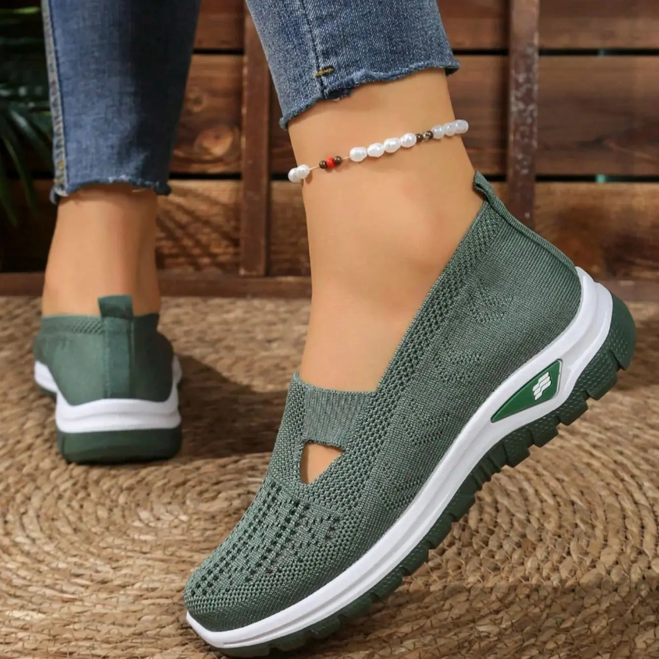 Women Lightweight Slip-On Loafers With Perforated Mesh For All-Day Comfort