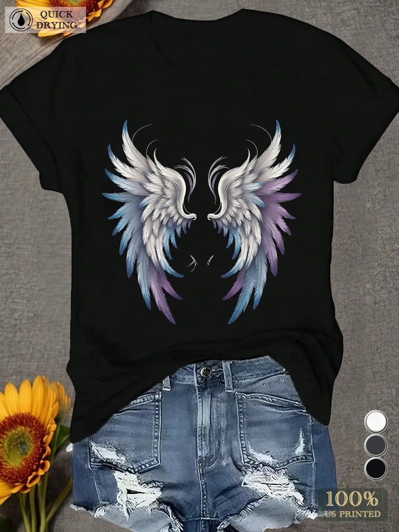 Angel Wings Women's Short Sleeve T Shirt Fashion Streetwear
