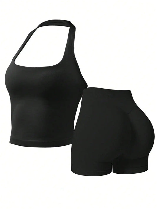 Women's Seamless Sports Set Lightweight Breathable Tank and Shorts