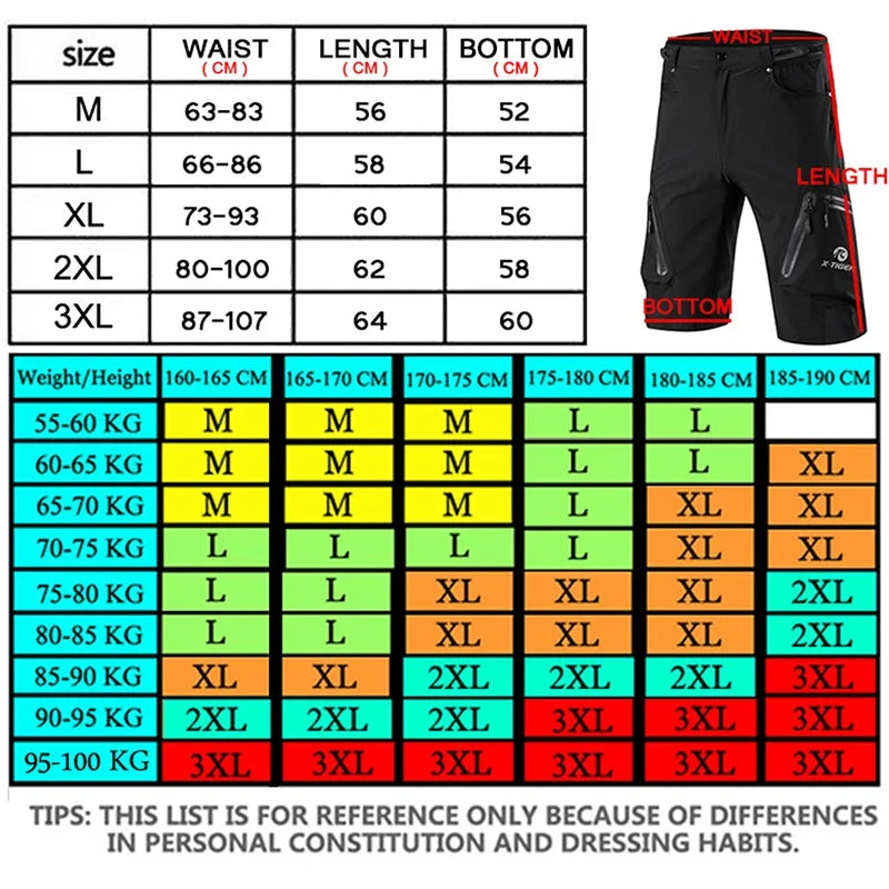 X-TIGER Men's Cycling Shorts With 5D Gel Pad For MTB