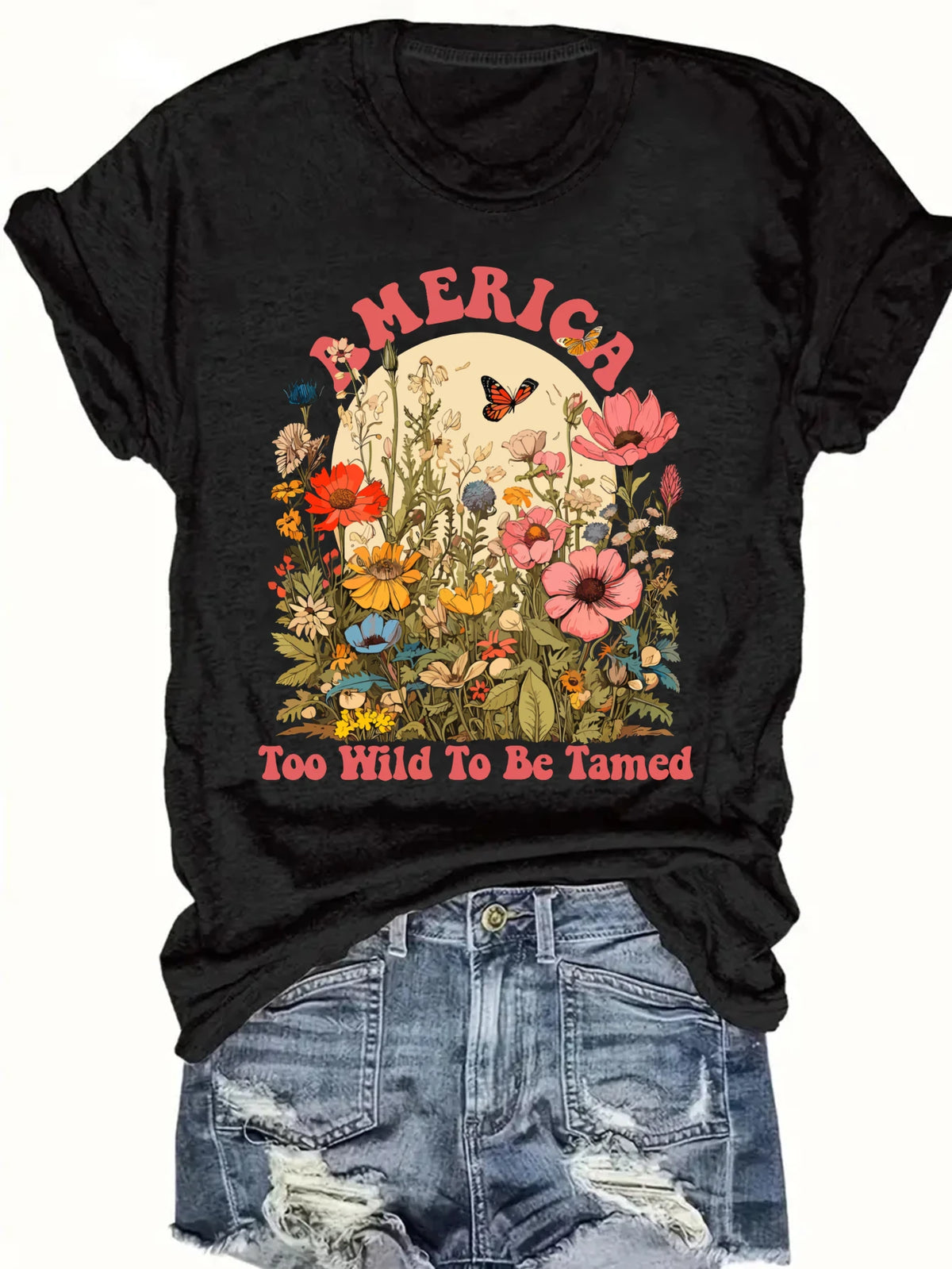 Womens Wildflower Butterfly Graphic Tank Top For Casual Wear
