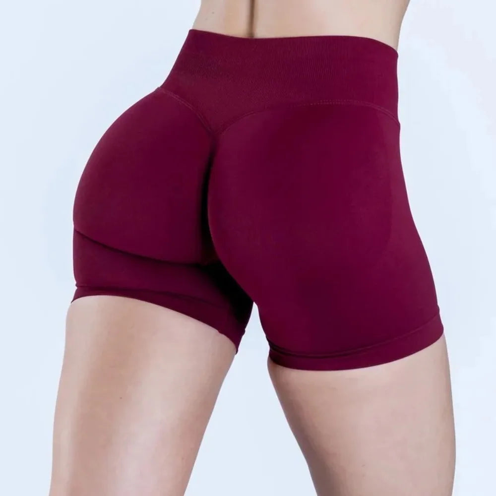 Seamless Yoga Shorts For Women Low Waist Triple Panel Waistband