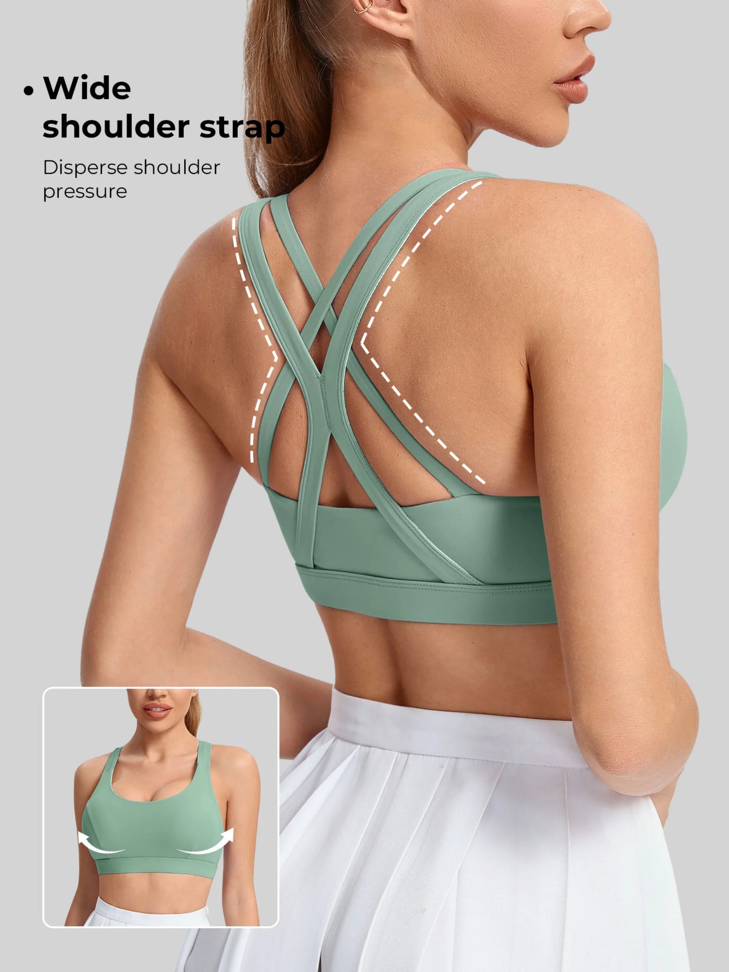 Women's Yoga Sports Bra Breathable Nylon Blend With Strappy Back