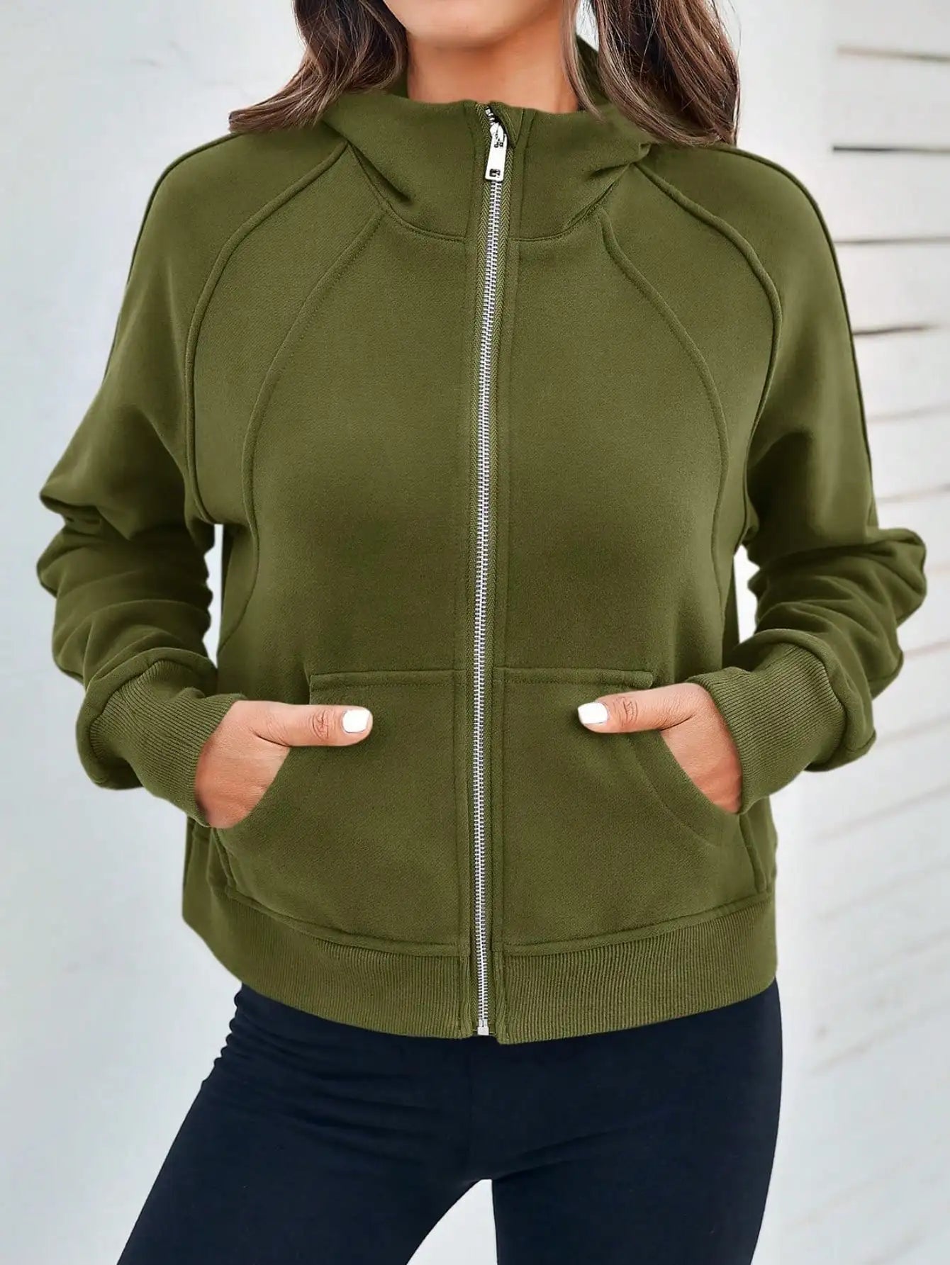 Fisoew Women's Zip Up Fleece Lined Crop Oversized Hoodie Streetwear