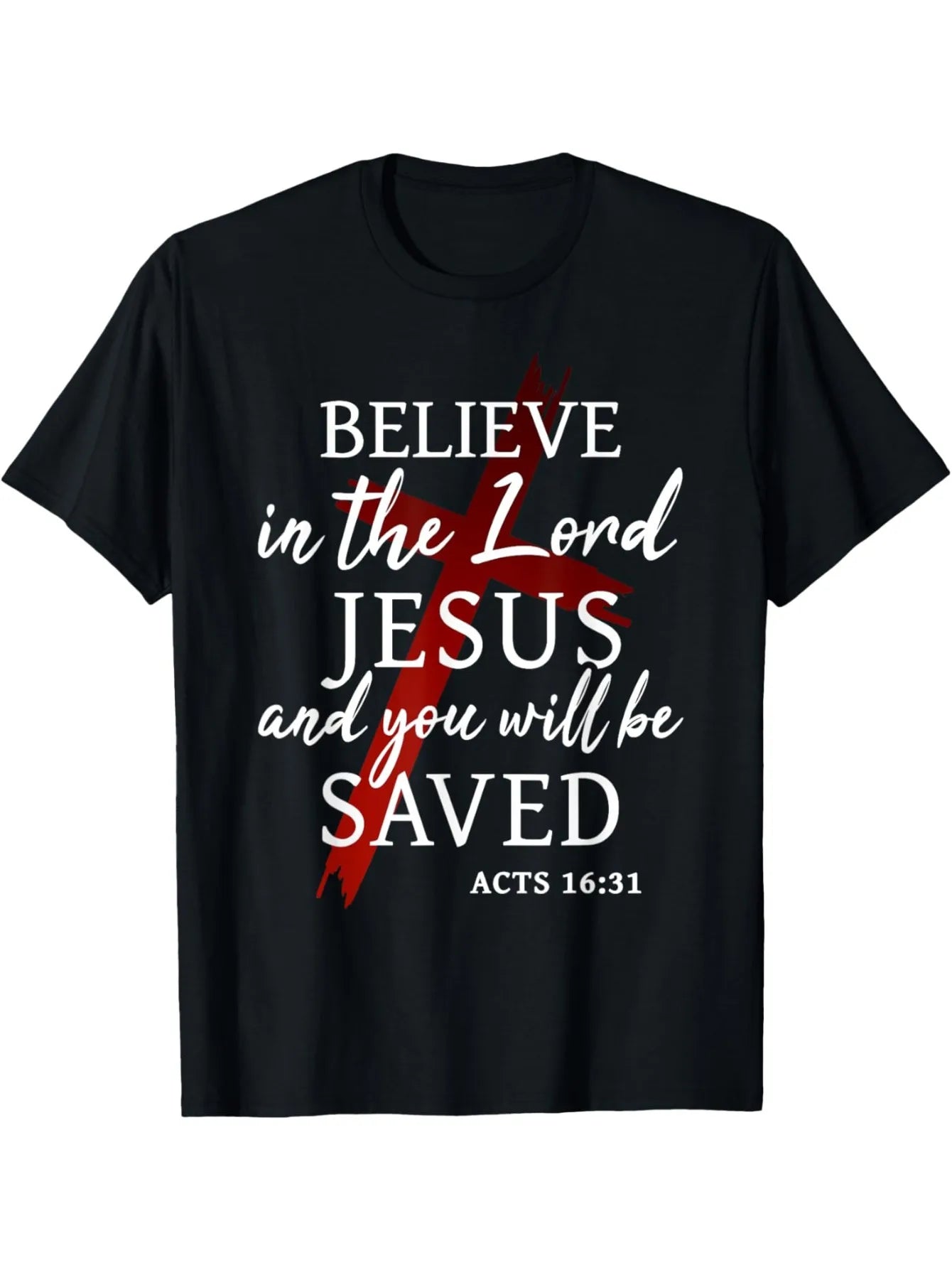Mens Faith Inspired Cotton T Shirt Believe In Jesus Print