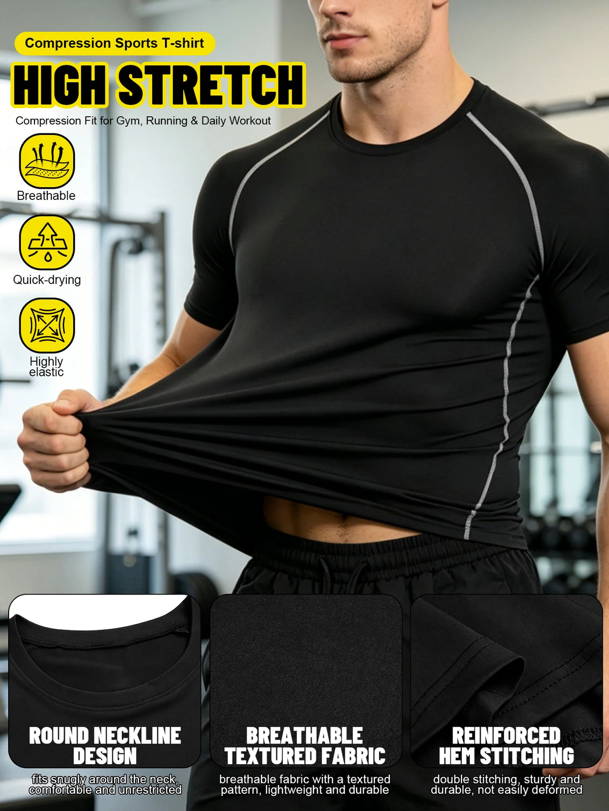 Men Quick Drying Gym Set Breathable Training Sportswear For Fitness