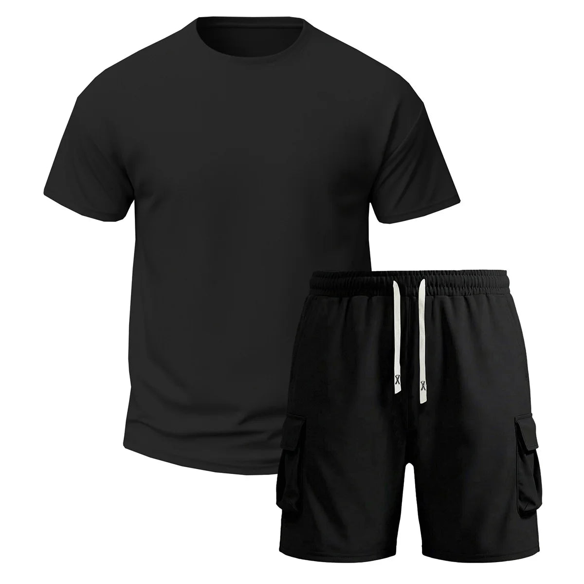 Men's Multi Pocket Cargo Pants And Short Sleeve T Shirt