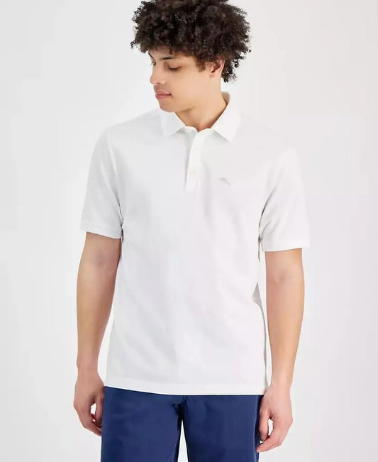 Tommy Bahama Men's Solid Color Golf Polo Shirt Short Sleeve Casual Cotton Sportswear for Golf and Sports