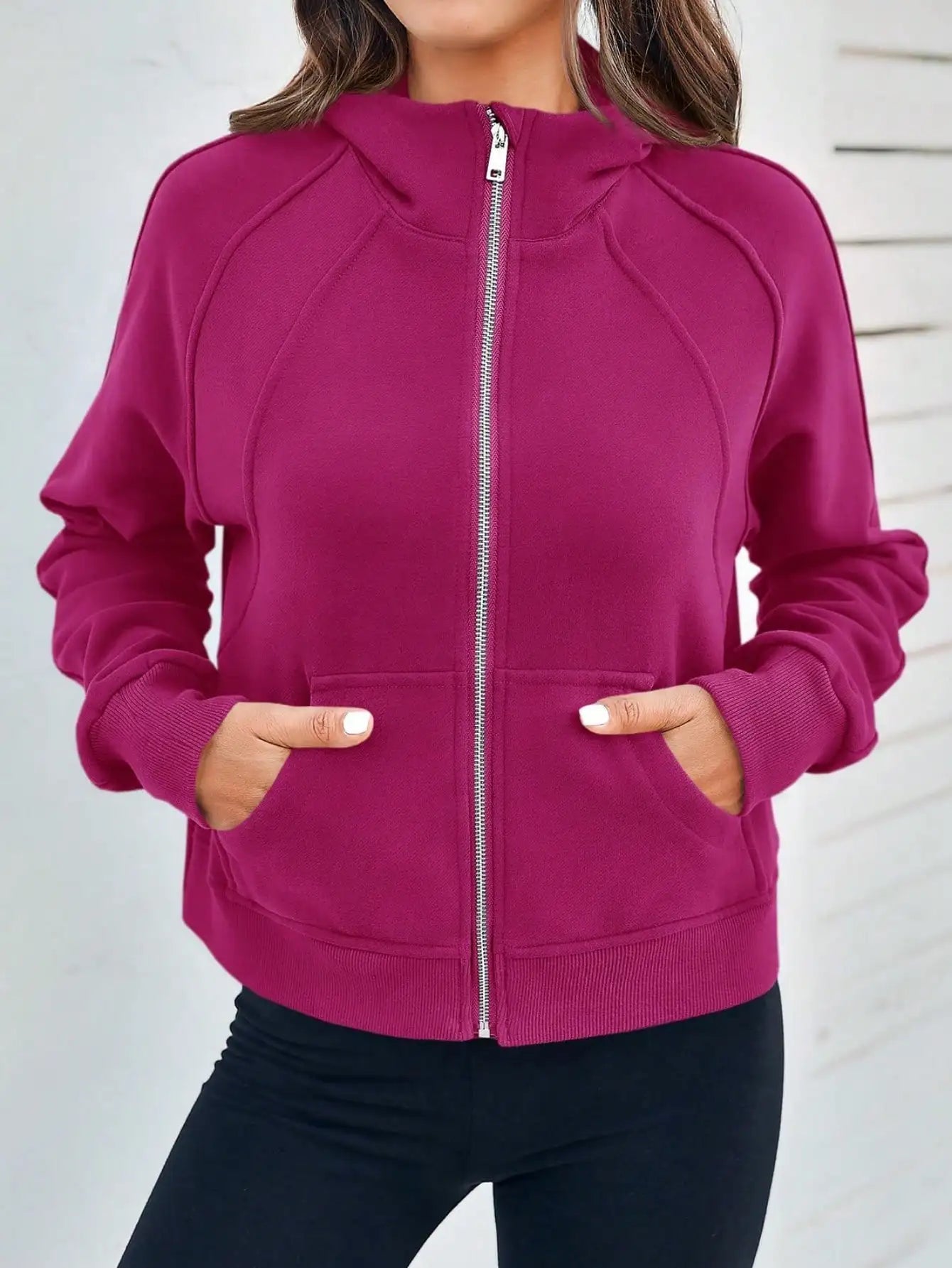Fisoew Women's Zip Up Fleece Lined Crop Oversized Hoodie Streetwear