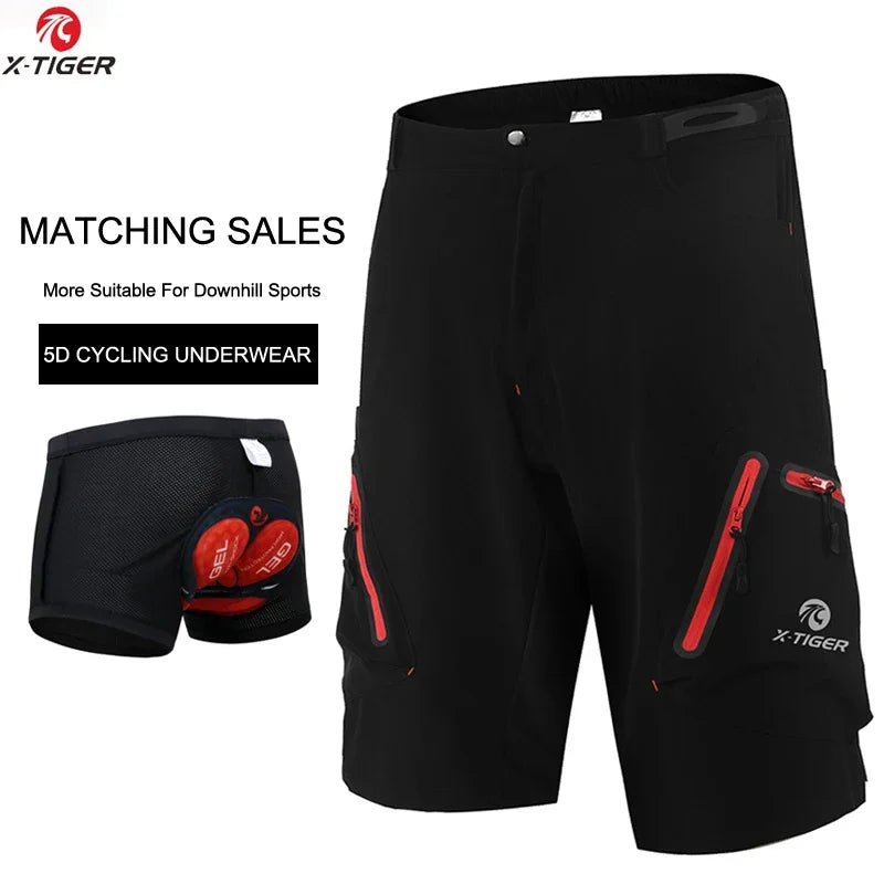 X-TIGER Men's Cycling Shorts With 5D Gel Pad For MTB