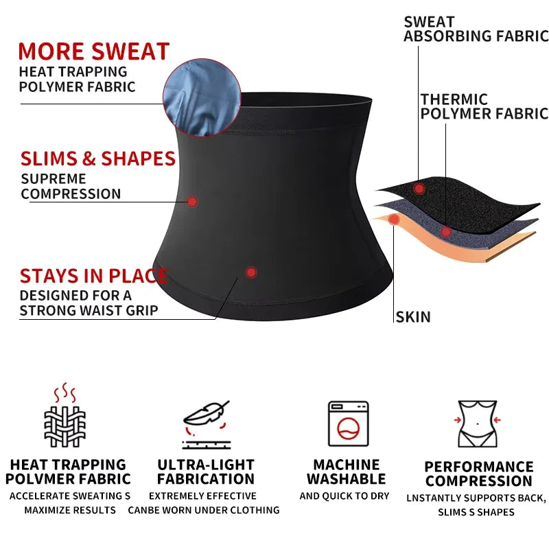 LALAMELON Sauna Abdomen Belt Waist Trainer Shaper for Men