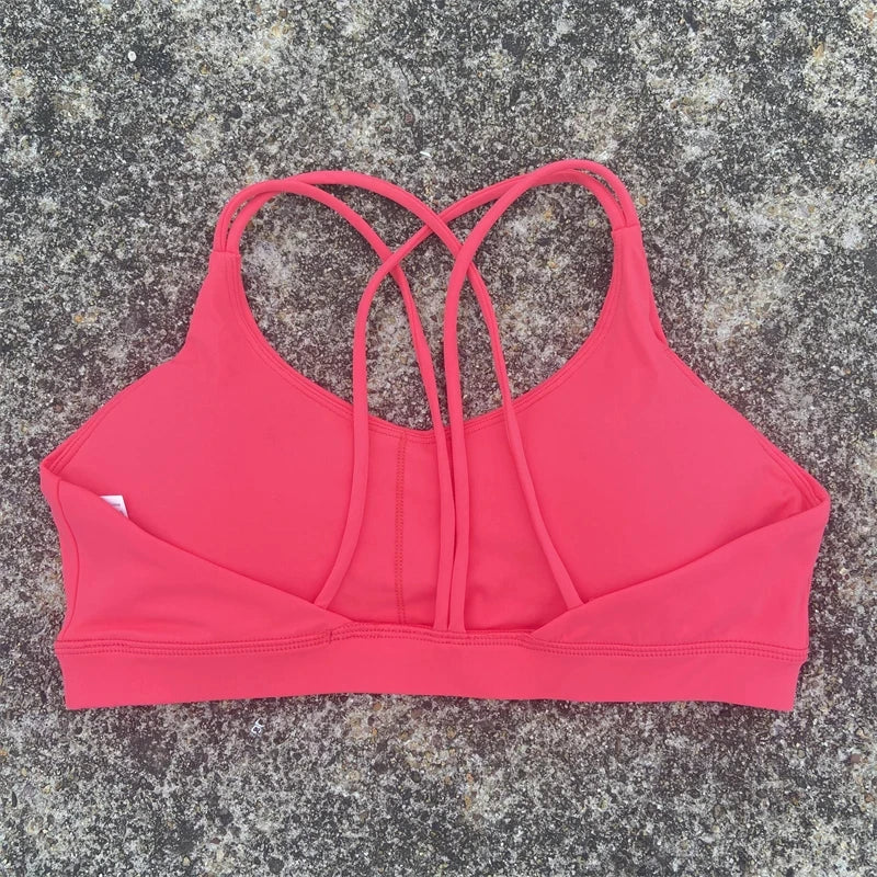 Women Crossback Sports Bra High Support Chest Pad Gym Yoga