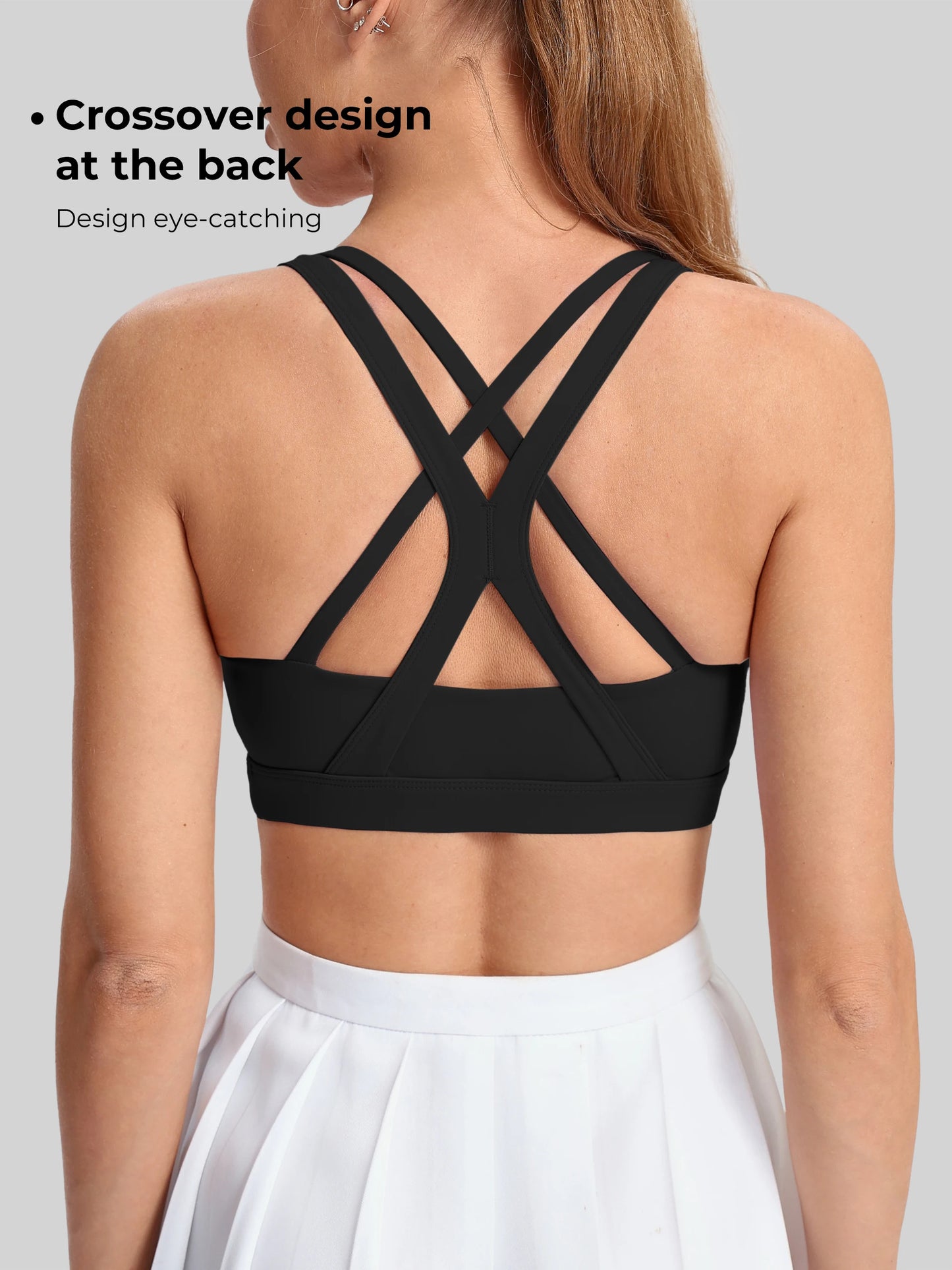 Women's Yoga Sports Bra Breathable Nylon Blend With Strappy Back