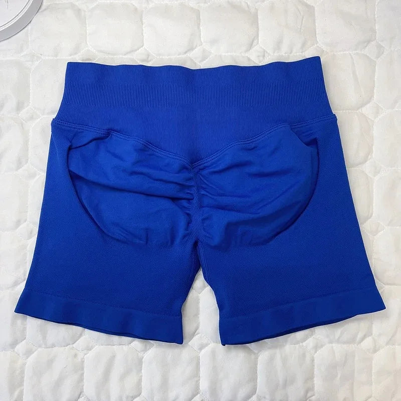 Seamless Yoga Shorts For Women Low Waist Triple Panel Waistband