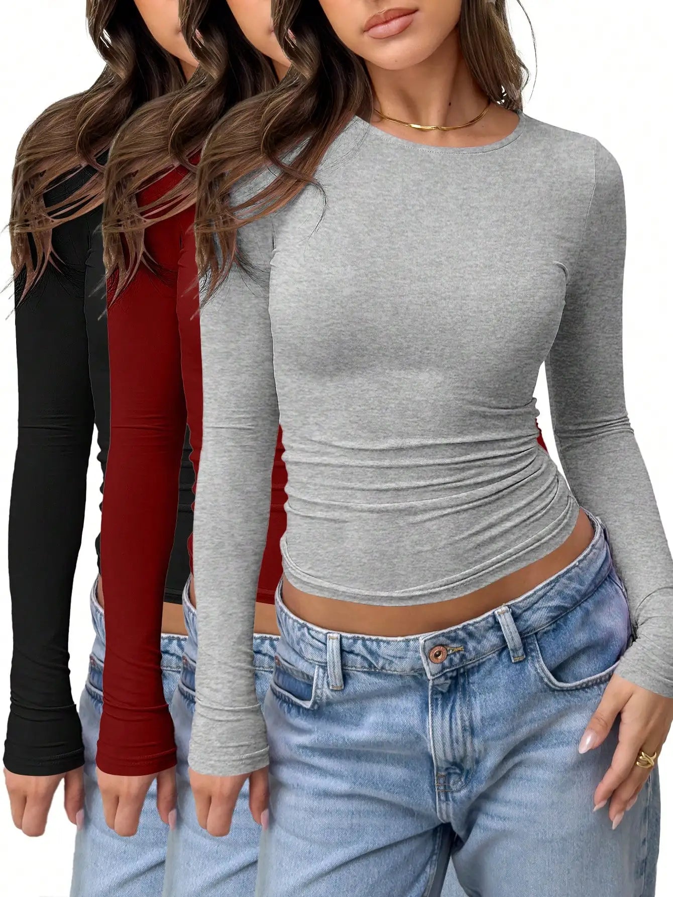 Women's Cropped Compression Athletic Tops Set for Yoga and Training