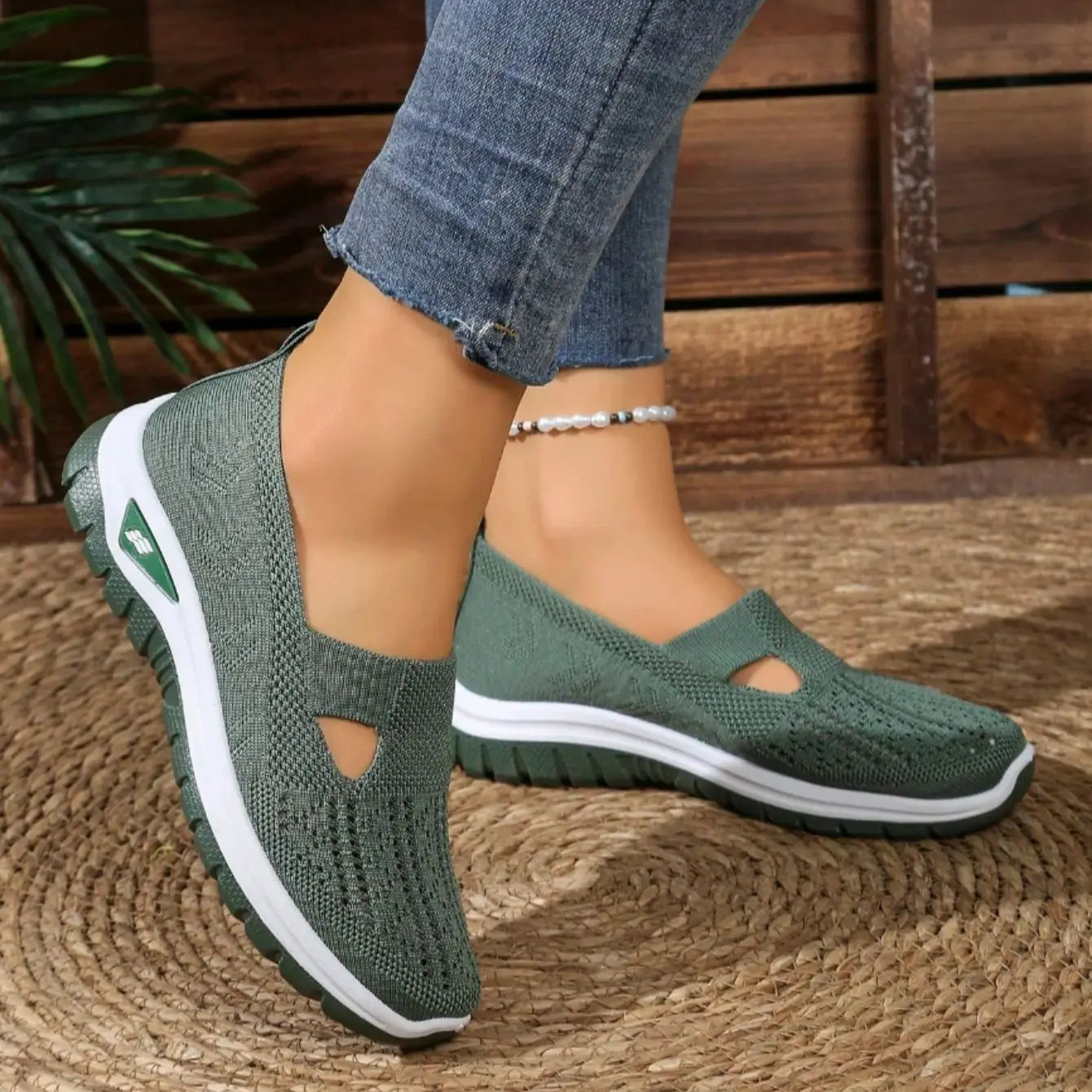 Women Lightweight Slip-On Loafers With Perforated Mesh For All-Day Comfort