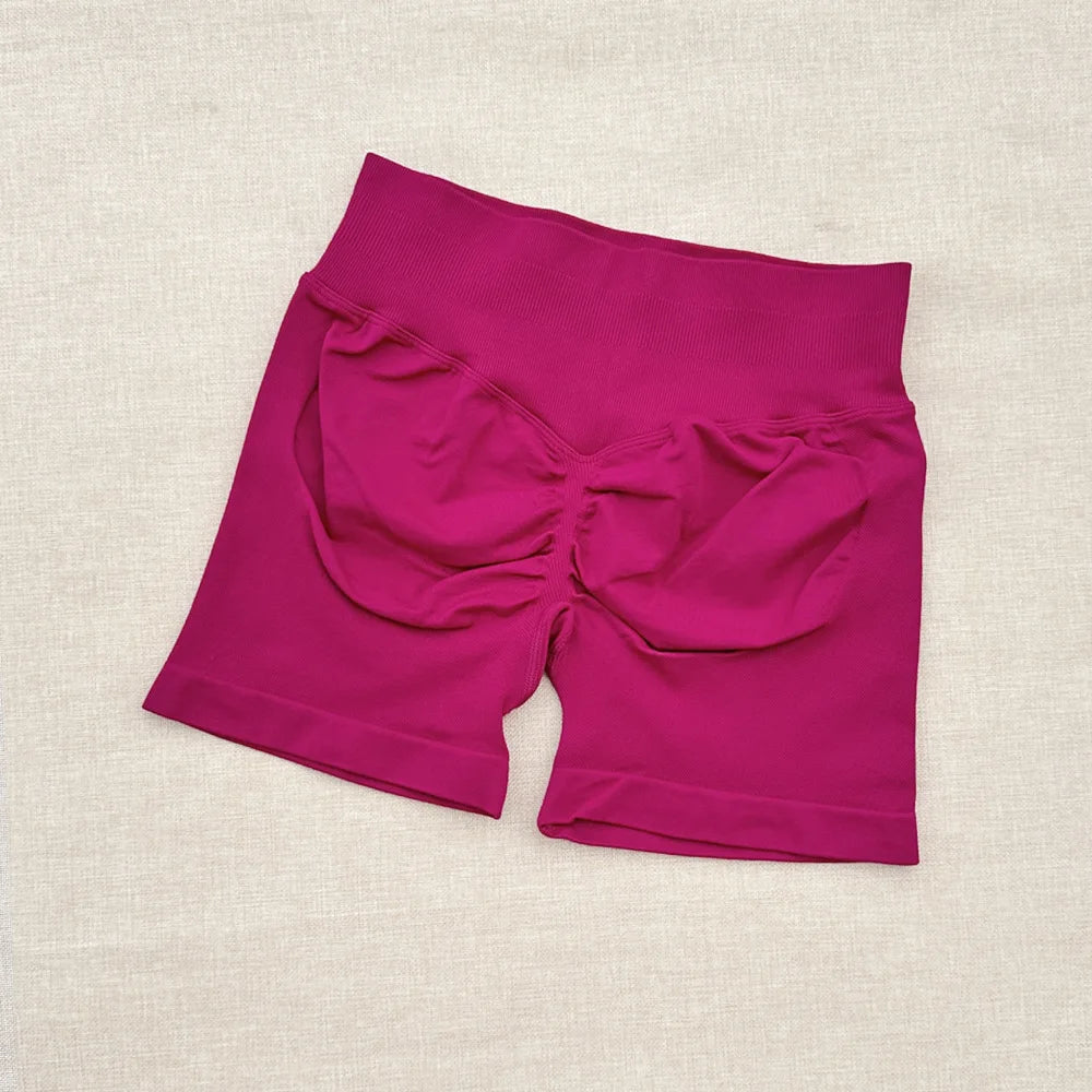 Seamless Yoga Shorts For Women Low Waist Triple Panel Waistband
