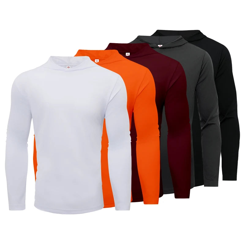 Men's Hooded Long Sleeve Sports Shirt For Running And Fitness
