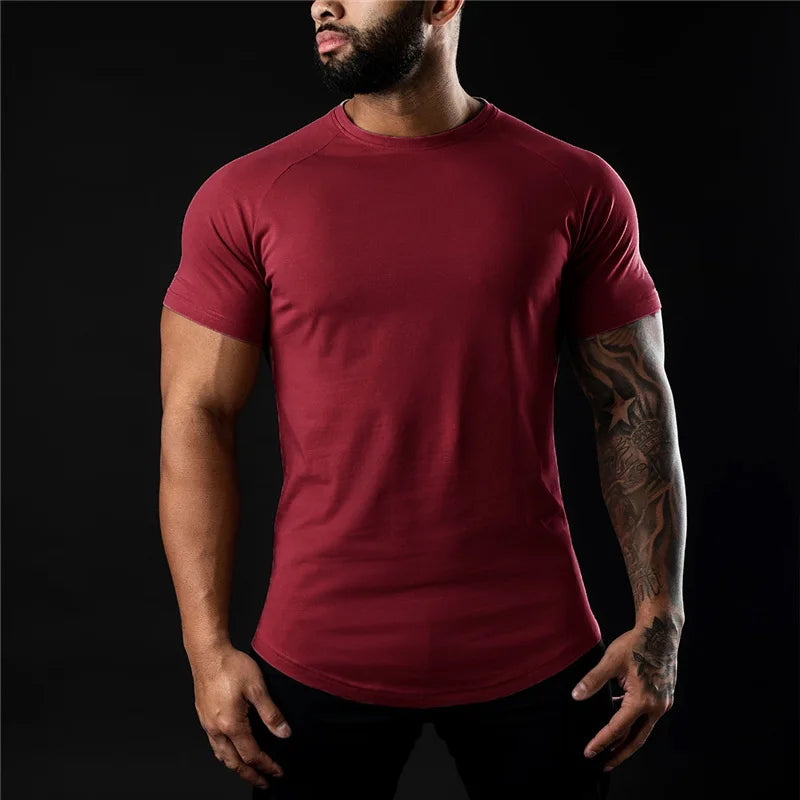 Essential Cotton Gym Tshirt For Men Short Sleeve Workout Top