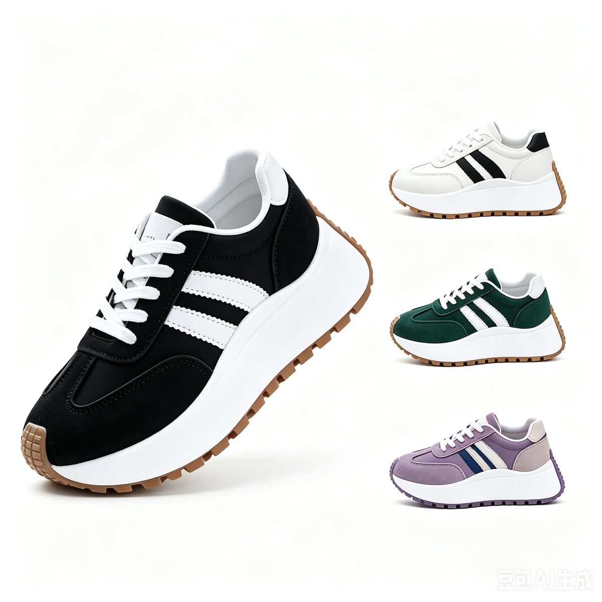 Women's Lace Up Platform Walking Sneakers Non Slip Rubber Sole