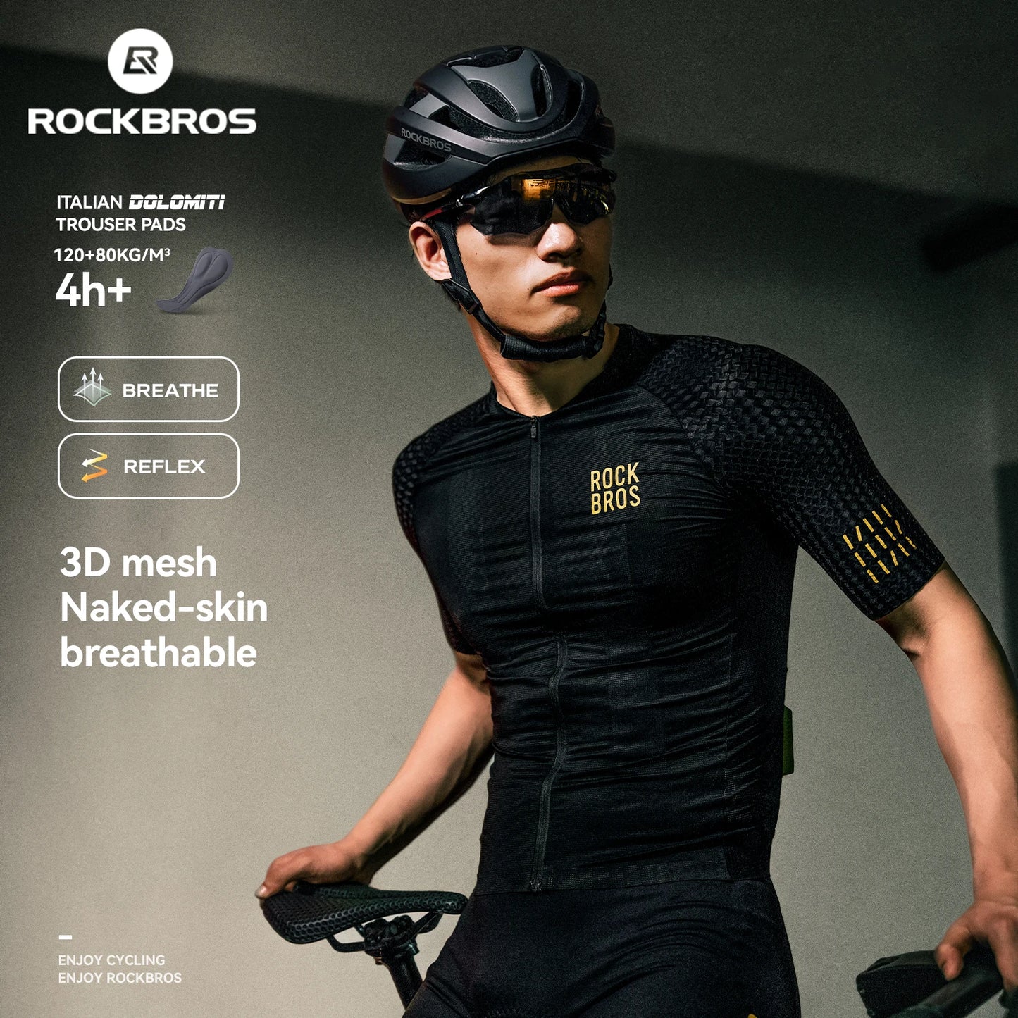 ROCKBROS Summer Cycling Short Sleeve Jersey Lightweight Quick Dry Breathable Sunscreen Jersey High Elastic Men Cycling Clothing