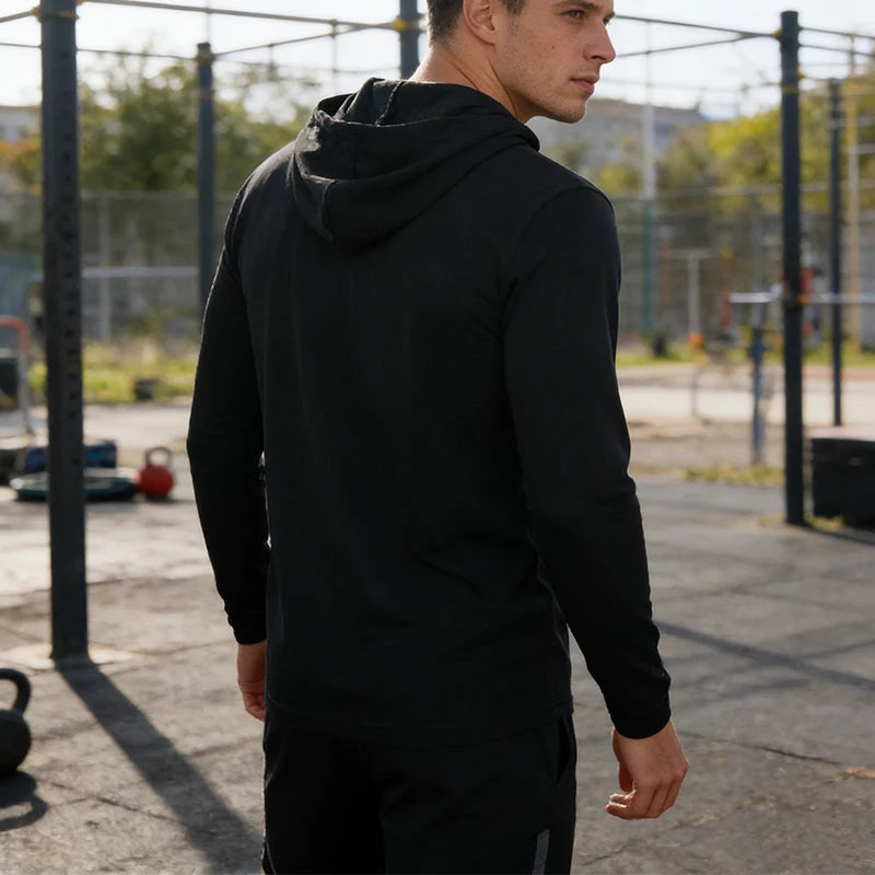 Men's Quick-Dry Hooded Long Sleeve T Shirt Polyester