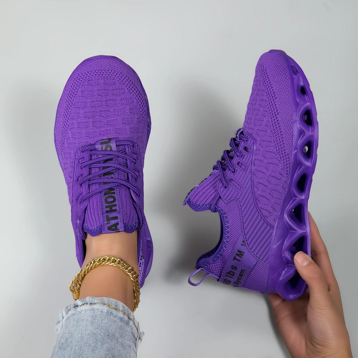 Women Breathable Knit Running Shoes Lightweight Non Slip Sneakers