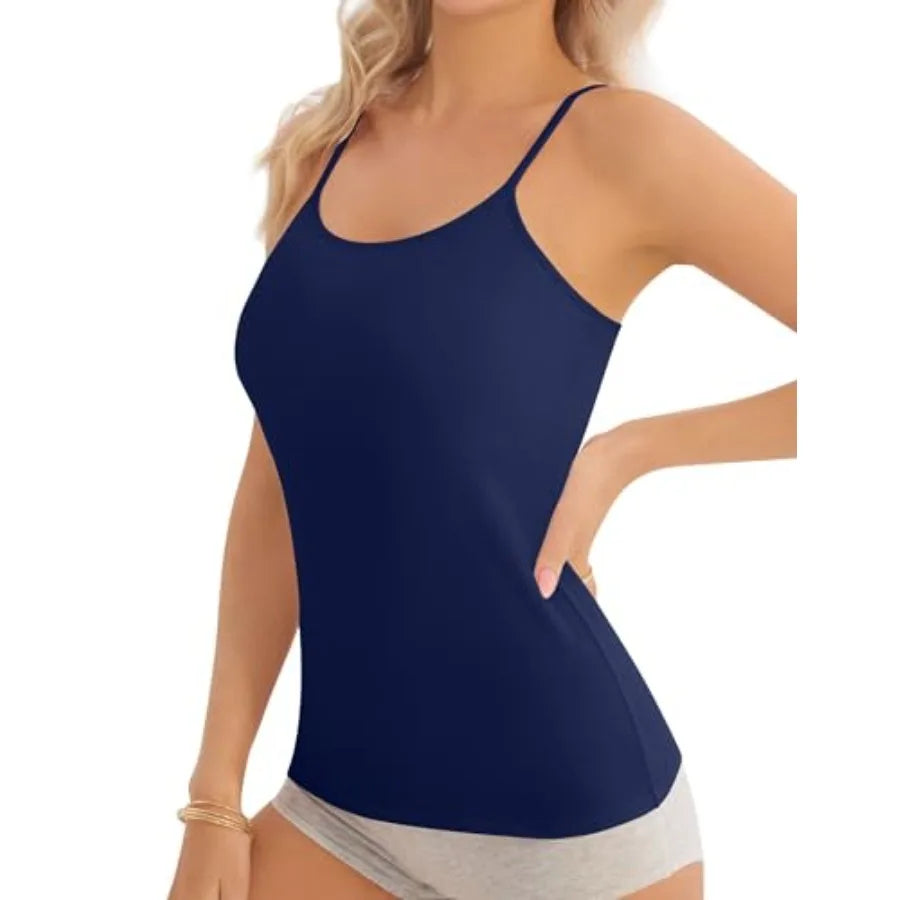 5-Pack Bamboo Fiber Tank Tops With Built-In Bras For Women