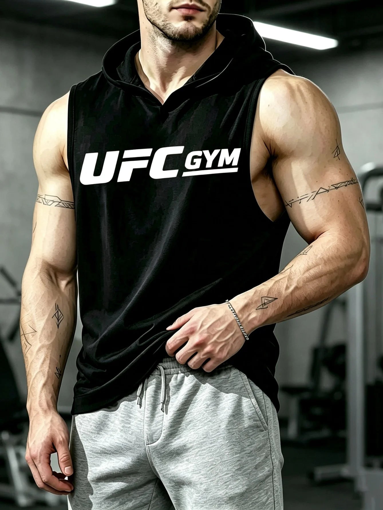 Unisex Sleeveless Hooded Tank Top For Gym MMA Streetwear