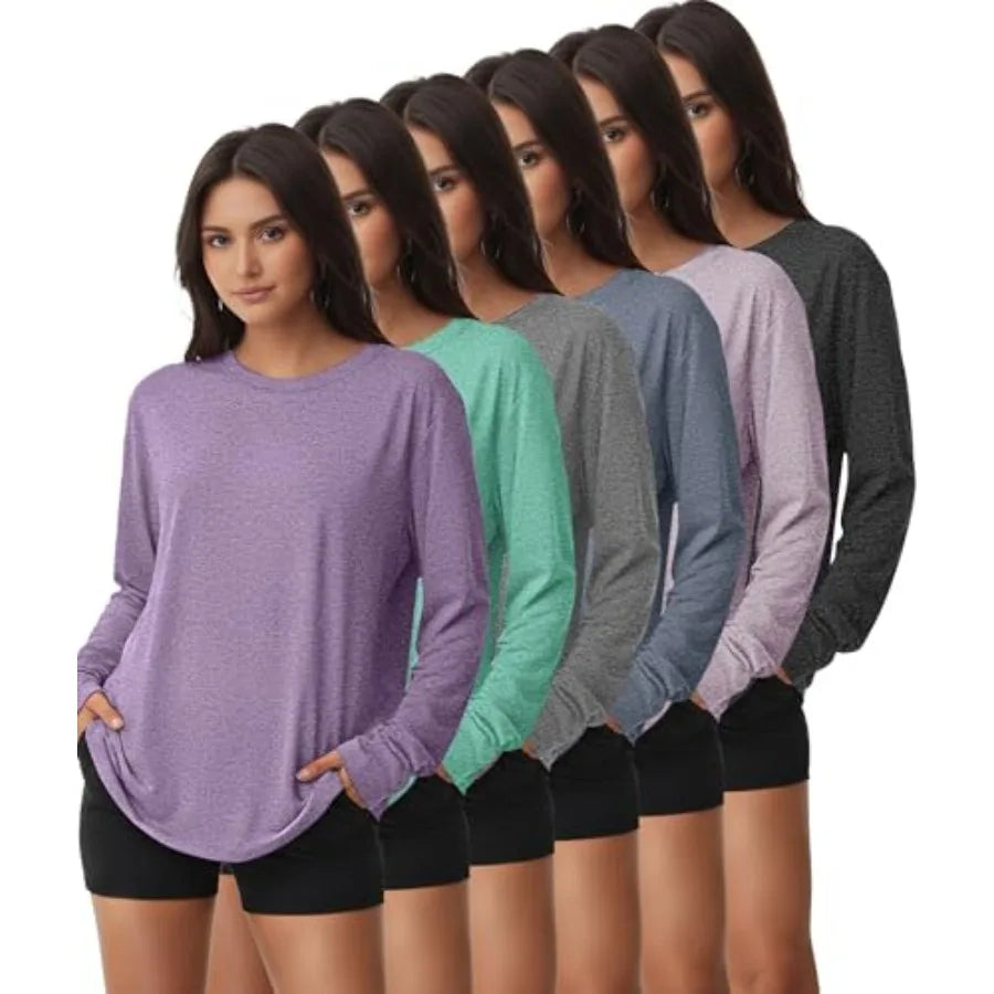 Kinglaman Womens Long Sleeve Workout Shirts UPF 50 Rash Guard
