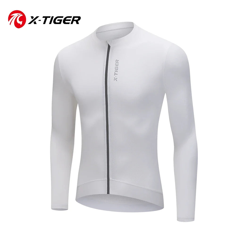 X-TIGER Men's Long Sleeve Cycling Jersey With Zipper Pockets