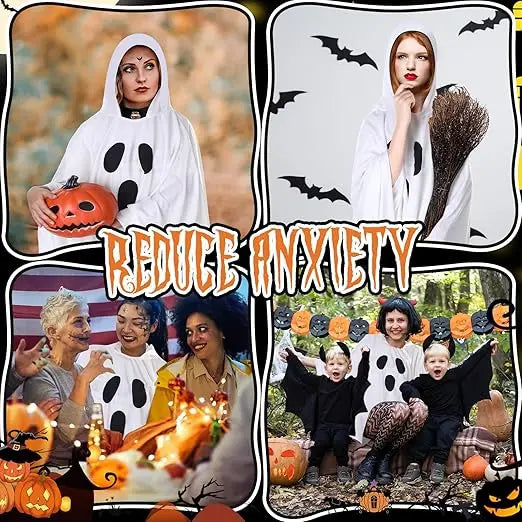 Adult Ghost Halloween Costume With Hooded Poncho Cape for Parties