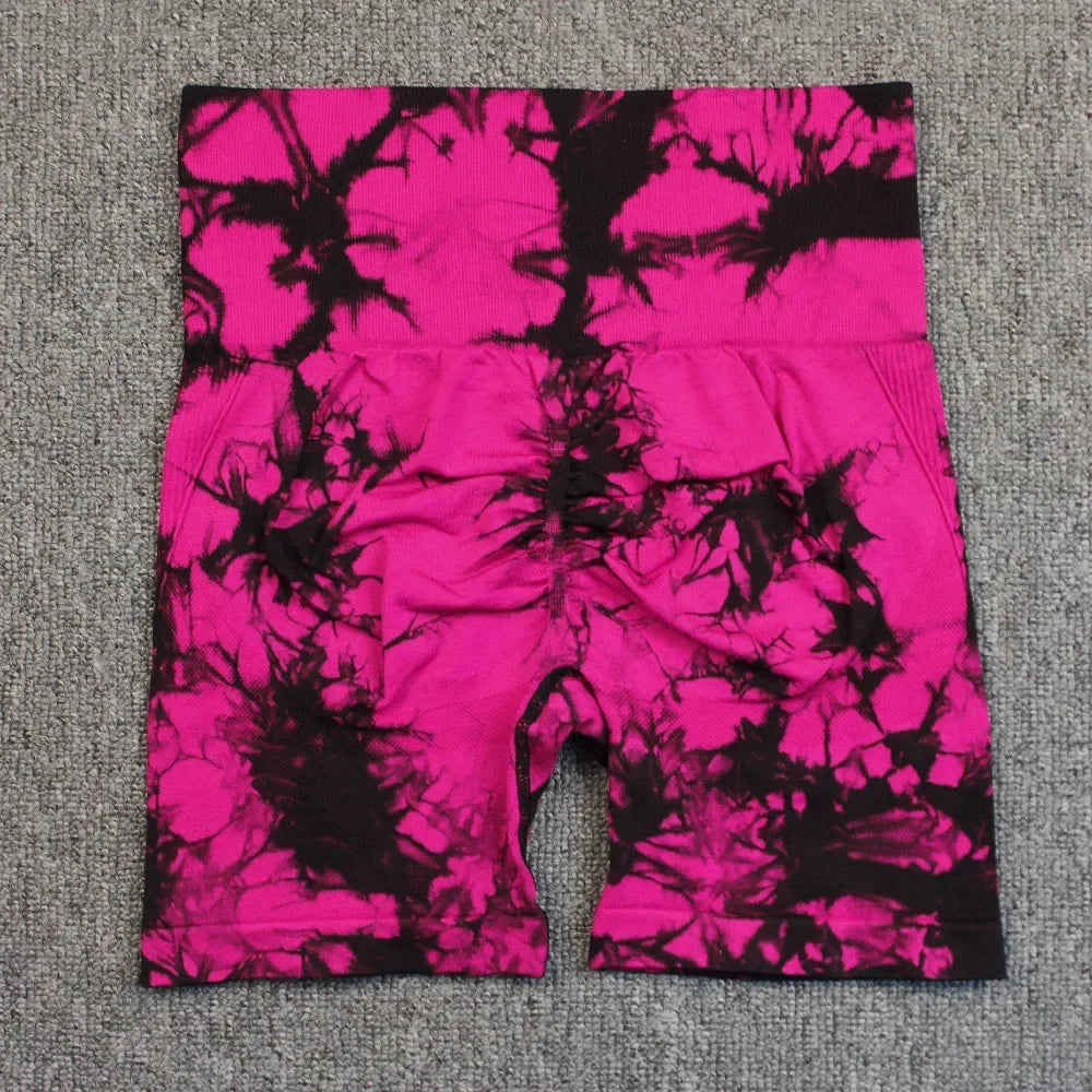 DUTRIEUX Tie-Dye Yoga Shorts for Women High Elastic Gym Workout