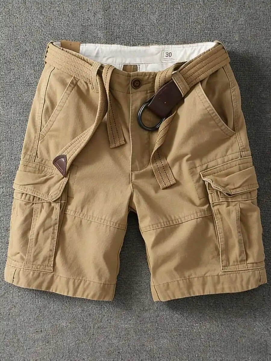 Men's Cargo Shorts With Belt Straight Fit Cotton Apparel