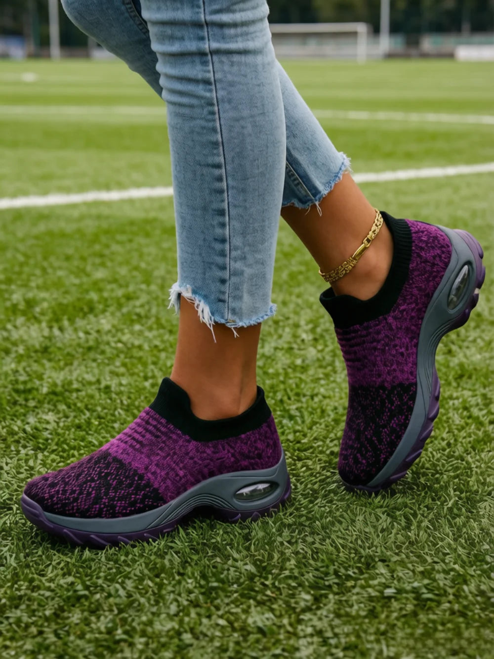 Women Breathable Mesh Rocker Bottom Wedge Orthopedic Sneakers