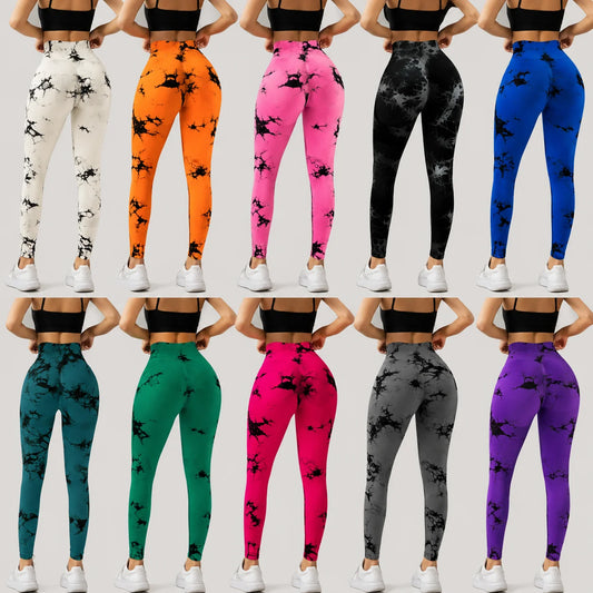 Tie-Dye High-Waist Yoga Pants For Women