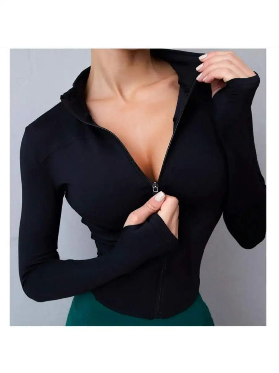 Women's Zip Up Fitness Jacket for Yoga and Running