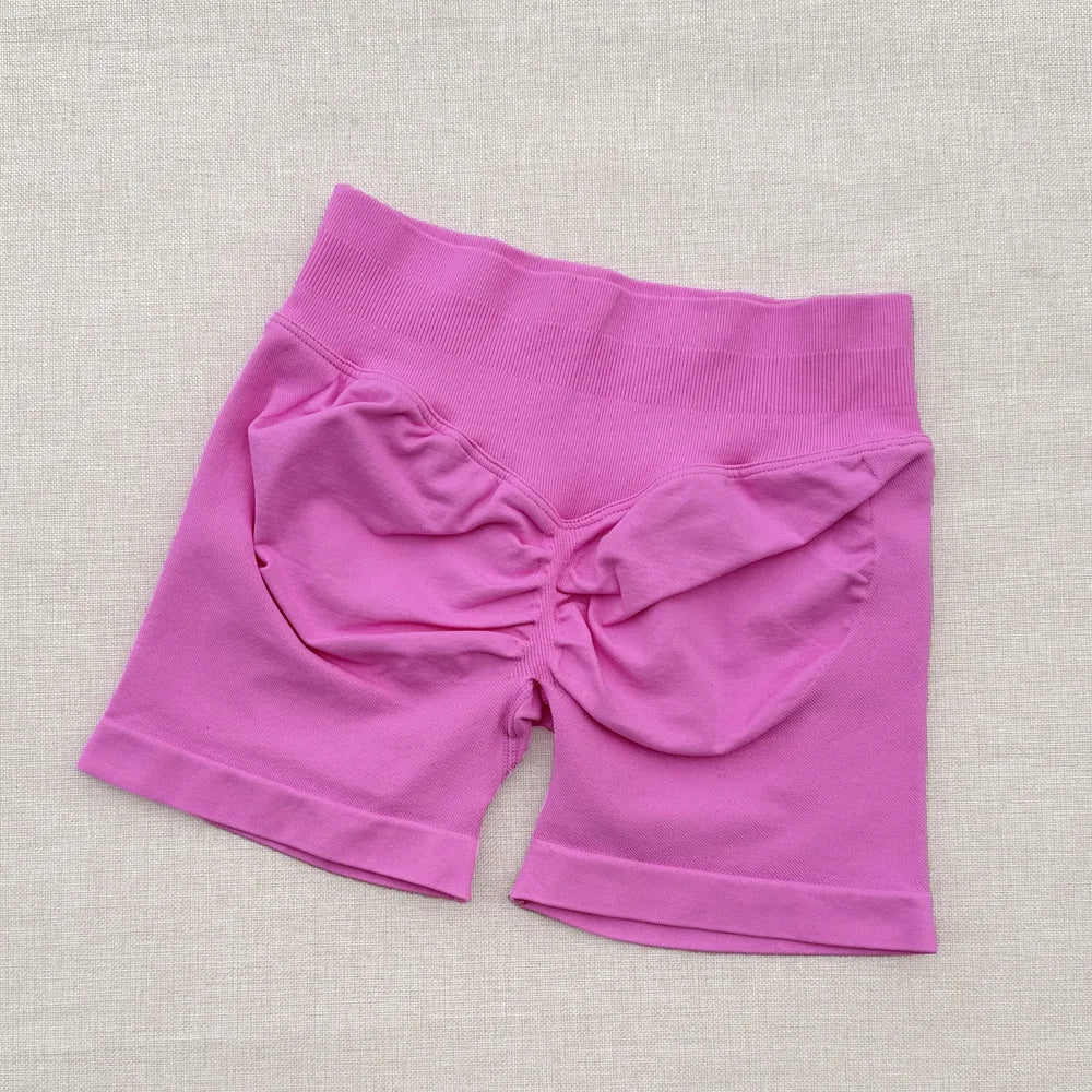 Seamless Yoga Shorts For Women Low Waist Triple Panel Waistband