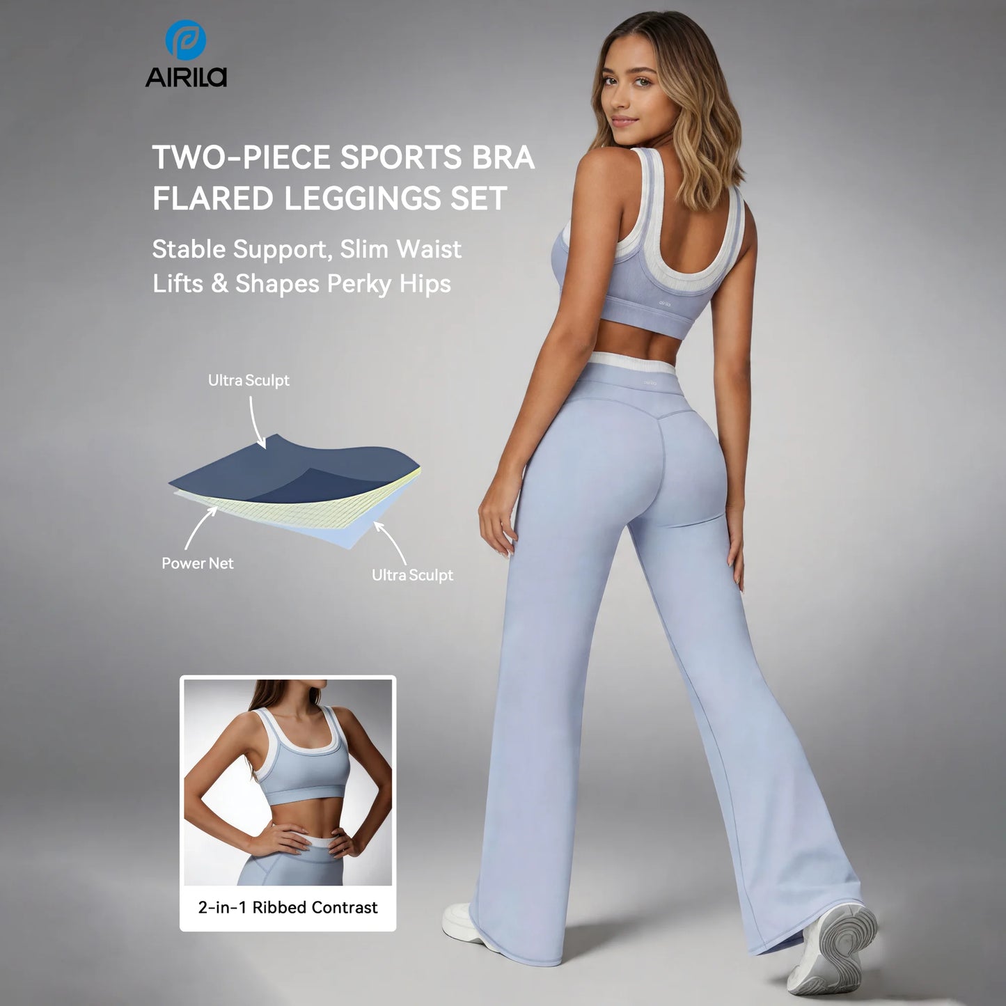 Airila Women's Yoga Set Color Block High Waisted Crop Top