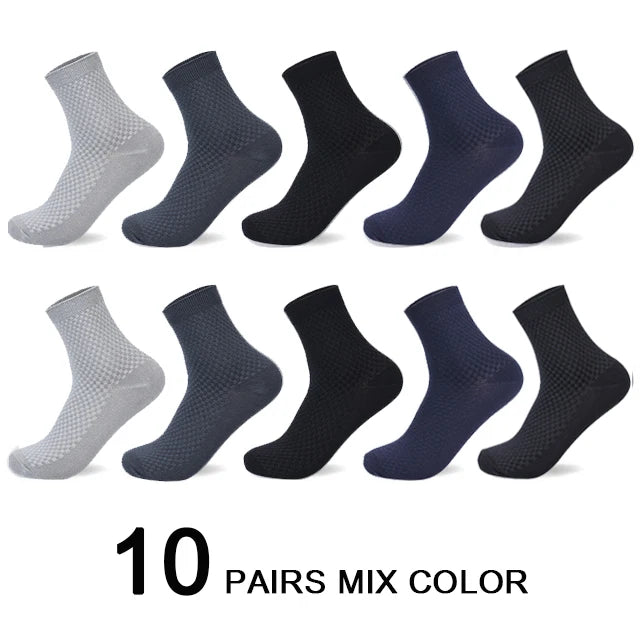 Men's Bamboo Fiber Socks 10 Pairs for Business Casual